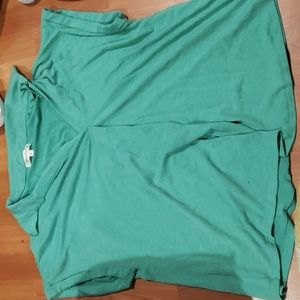 Emerald green top with faux back button detail